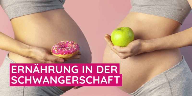 Zwei Schwangere Frauen mit gesundem und ungesunden Essen
