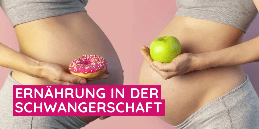 Zwei Schwangere Frauen mit gesundem und ungesunden Essen