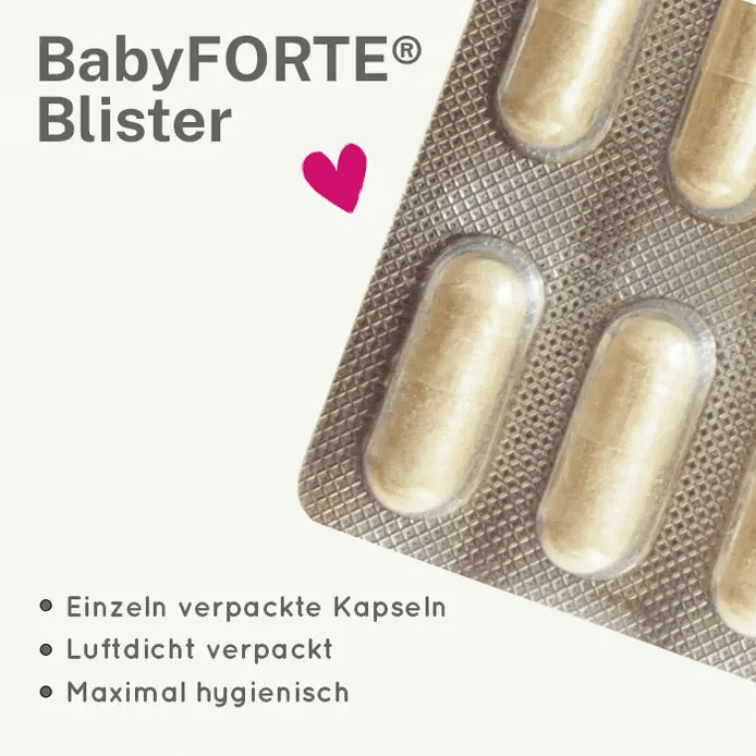 BabyFORTE verpackt die meisten Kapseln in Sichtverpackungen, auch als Blister bekannt.