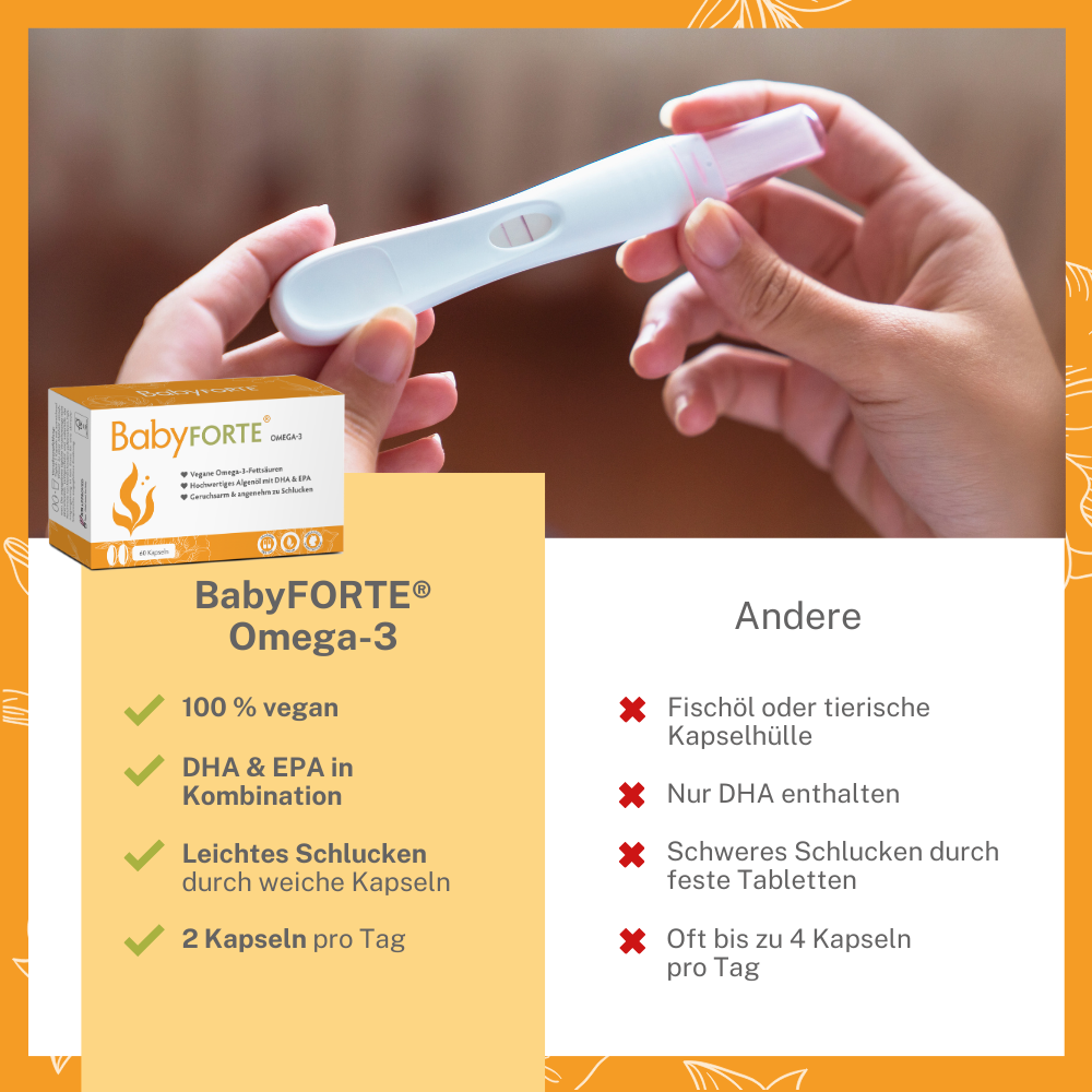 Qualitätsmarkmale von BabyFORTE Omega-3 im Vergleich zu anderen Schwangerschaftsvitaminen