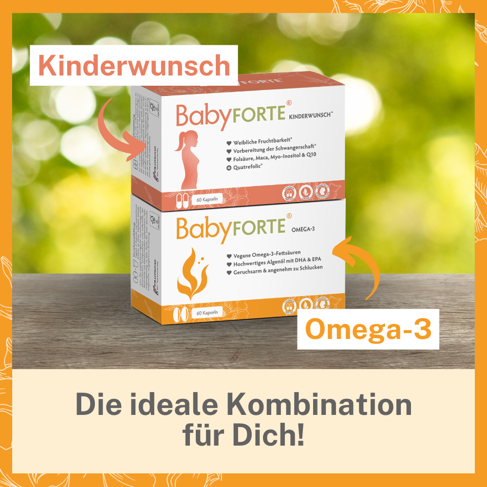 BabyFORTE Omega-3 optimal in Kombination mit BabyFORTE Kinderwunsch