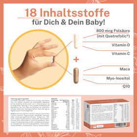 BabyFORTE Kinderwunsch, 18 Mikronährstoffe, Maca, Myo-Inositol, Q10, Vitamin D