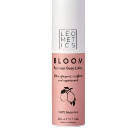 Leometics Bloom Porstnatal Bodylotion, Vordeseite Verpackung, geschlossen