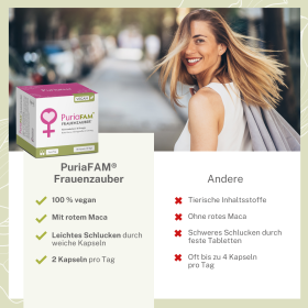 Qualitätsmarkmale von PuriaFAM Frauenzauber im Vergleich zu anderen Frauenvitaminen