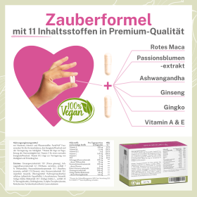 PuriaFAM Frauenzauber mit hochwertigen Vitaminen, wie roter Maca, Passionsblume, Ashwagandha und Ginseng