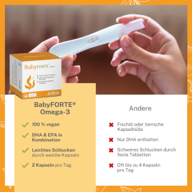 Qualitätsmarkmale von BabyFORTE Omega-3 im Vergleich zu anderen Schwangerschaftsvitaminen