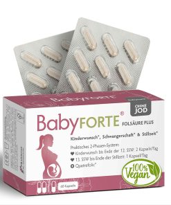 BabyFORTE Folsäure Plus ohne Jod, 60 Kapseln, Vorderseite Verpackung